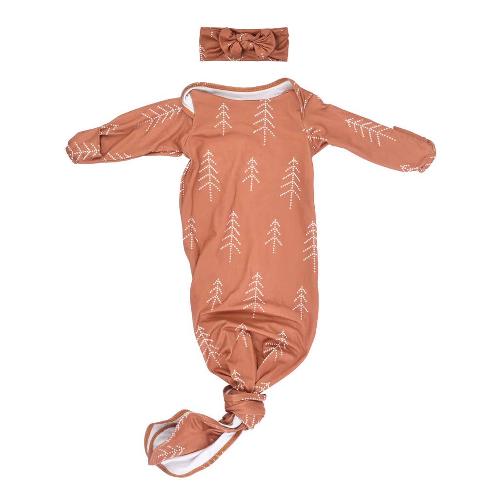 Three Little Tots - Christmas Knotted Gown: Gown & Hat
