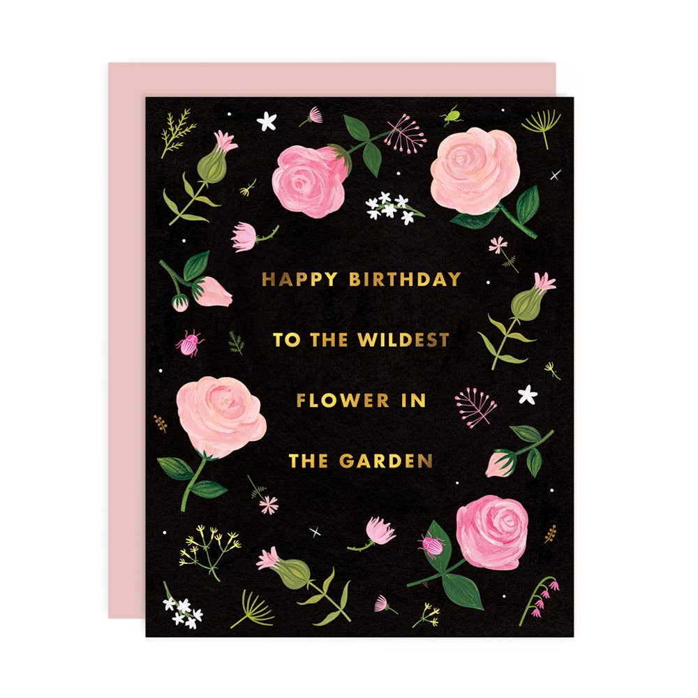 Girl w/ Knife - To The Wildest Greeting Card - Gold Foil