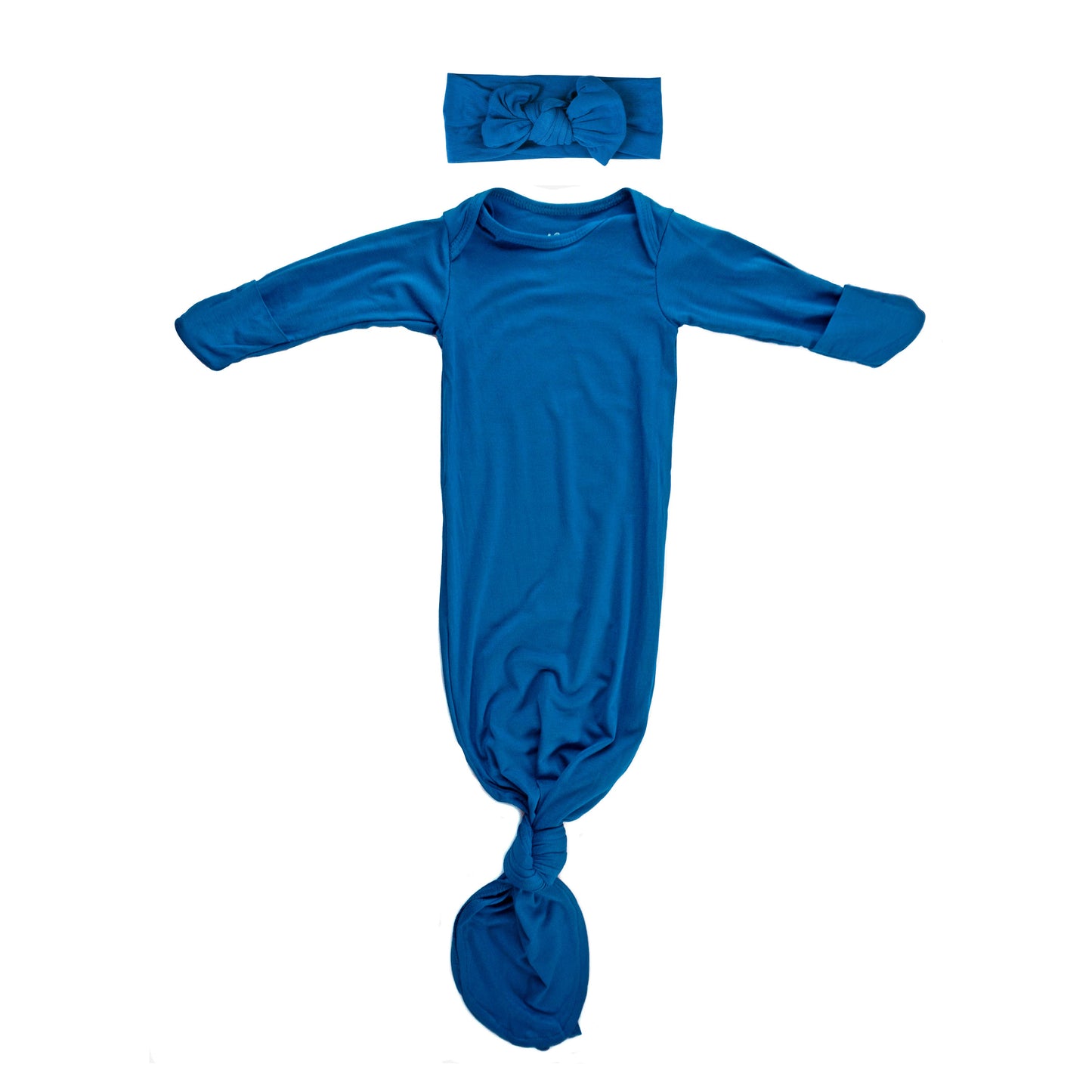 Three Little Tots - Blue Knotted Gown: Gown & Hat