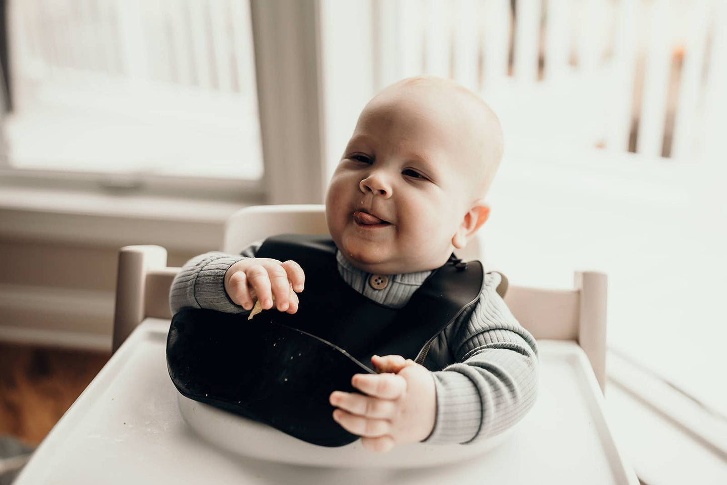 Three Little Tots - Sailor Blue Print Silicone Bib with Crumb Catcher
