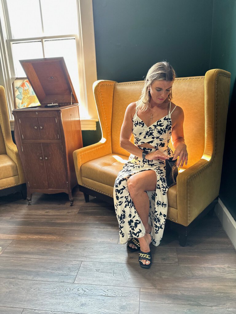 Black and white floral maxi