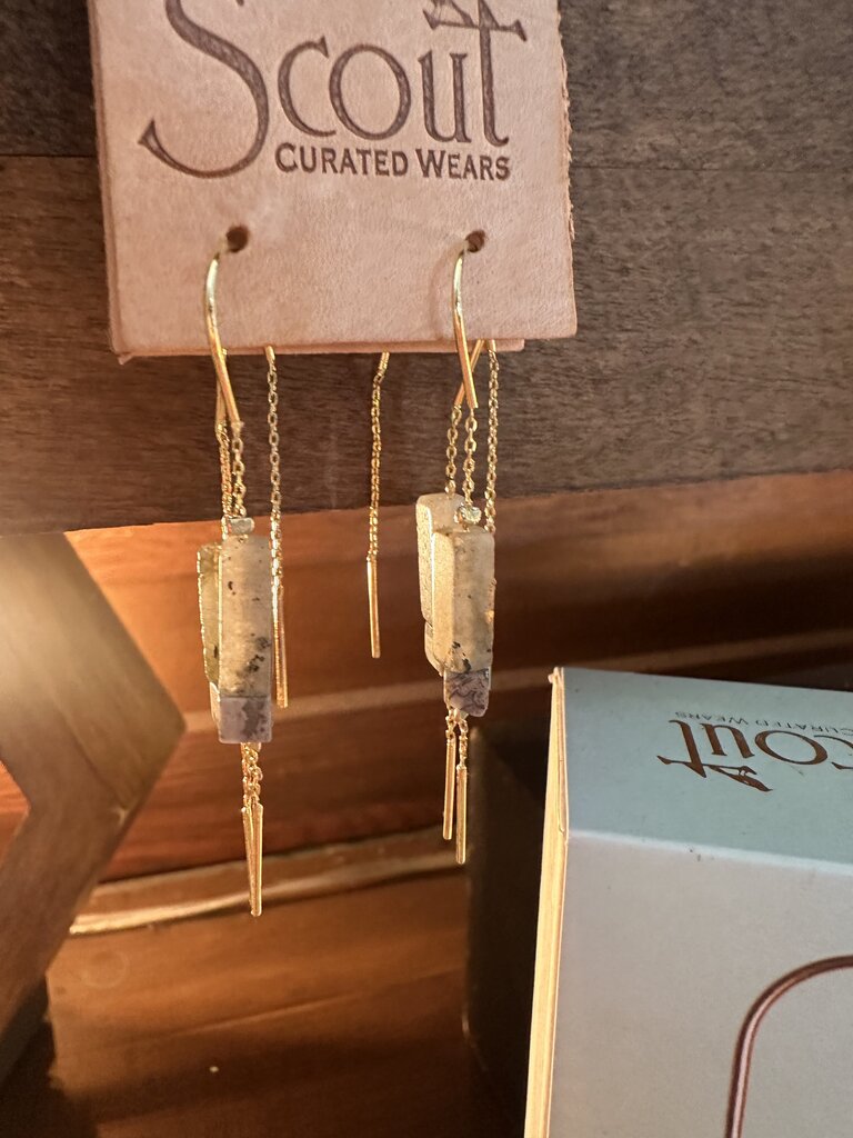 Stone Meteor Thread/Jacket Earring-Labradorite