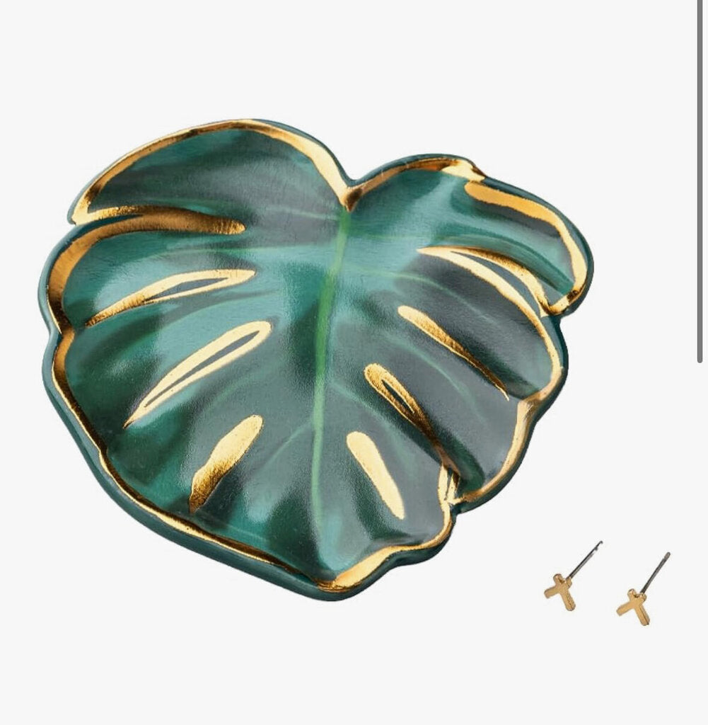 Jewelry Dish/Stud Set Leaf/Sage