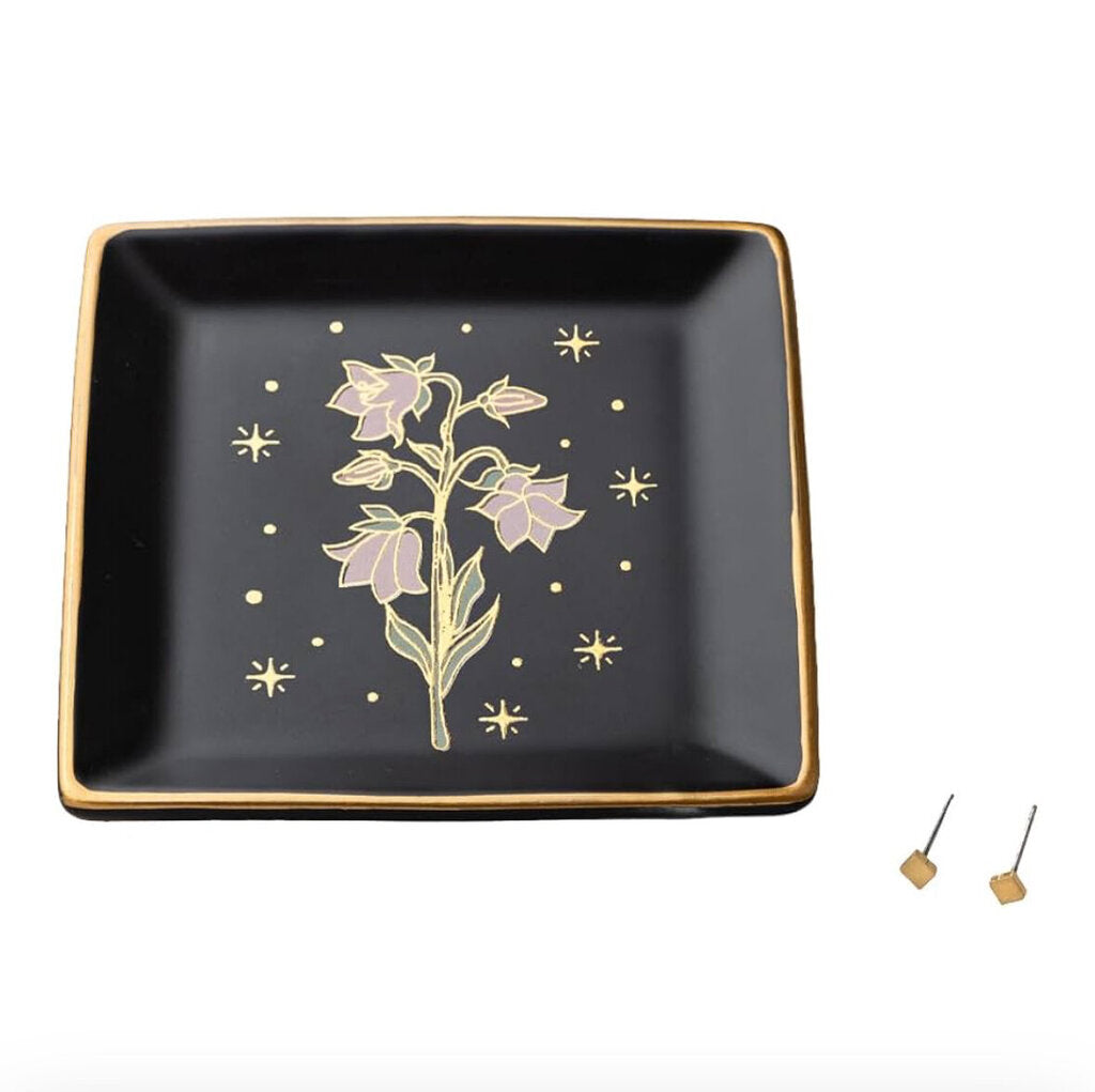 Jewelry Dish/Stud Set Flower/Black