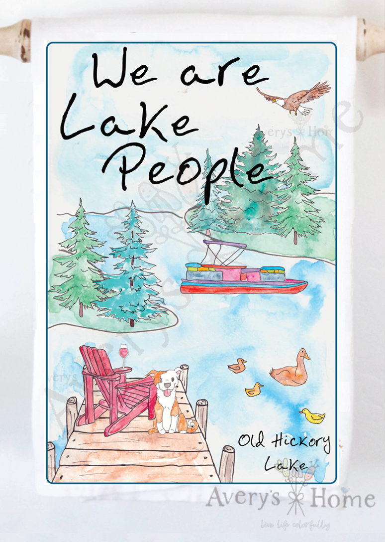 Avery's Home - We Are Lake People Dog & Wine Customizable Kitchen Towel: Standard