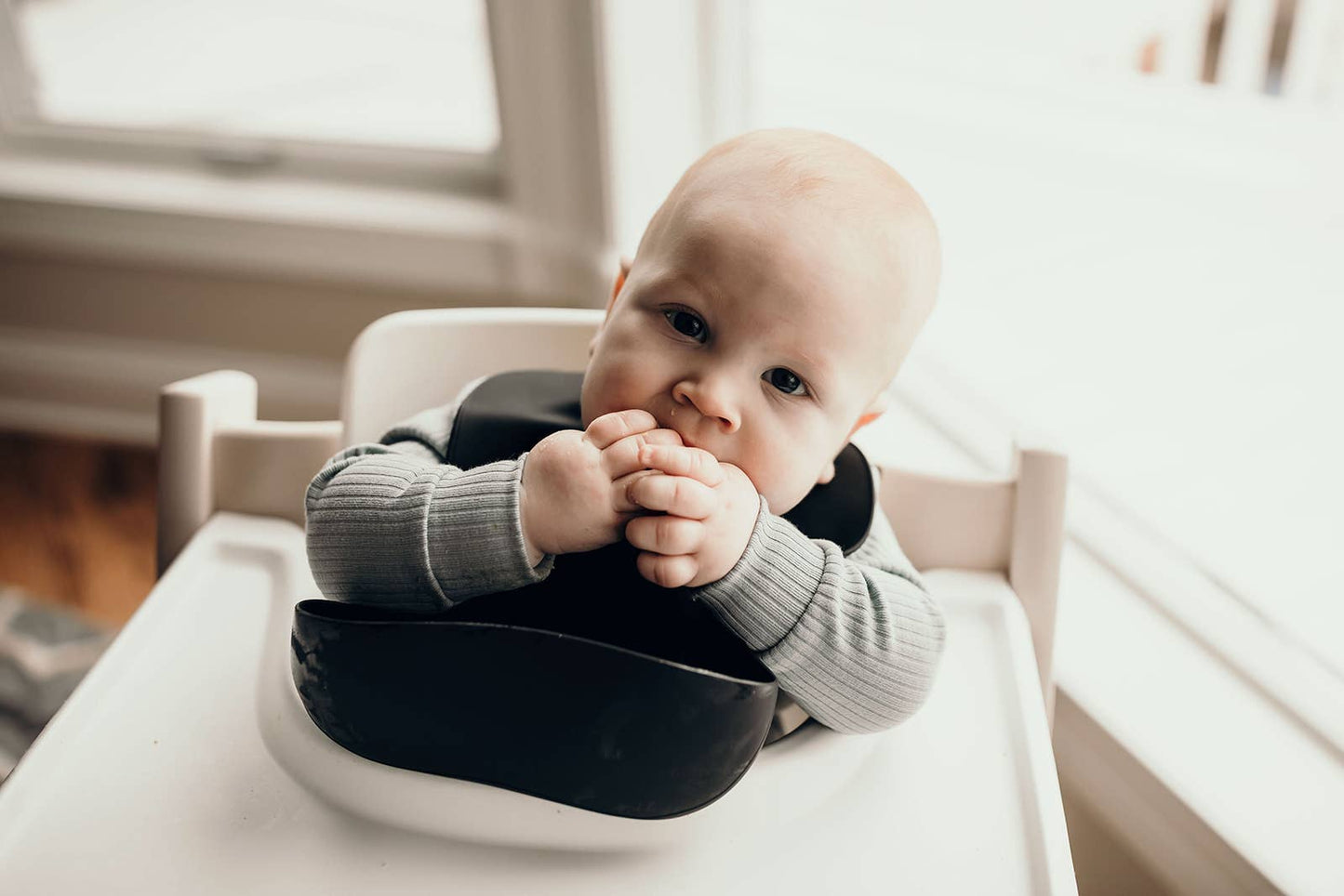 Three Little Tots - Sailor Blue Print Silicone Bib with Crumb Catcher