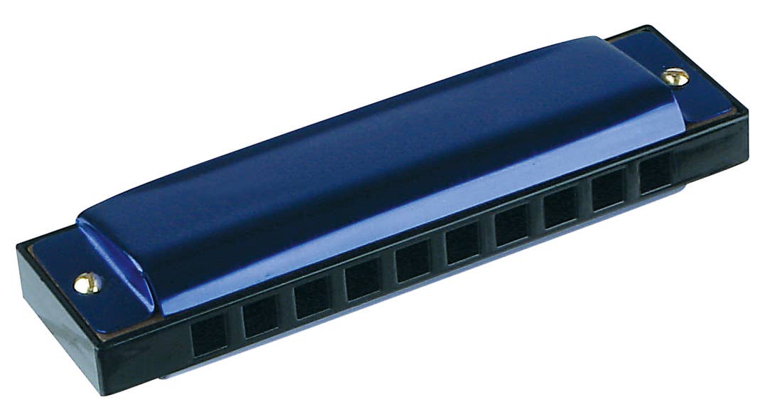 Toysmith - Neato! 4" Metal Harmonica, 10 Holes, Hinged Box, Asst Colors