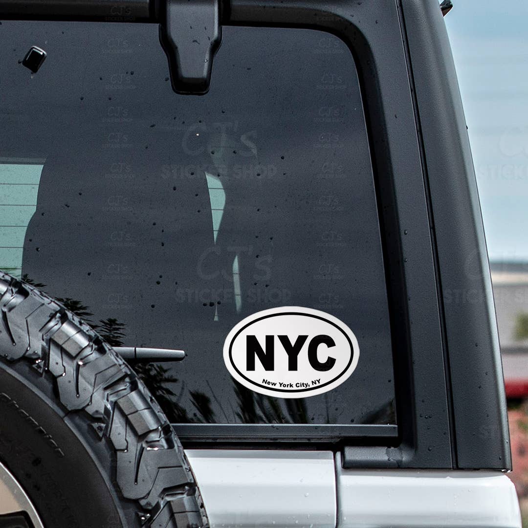 CJ's Sticker Shop - CUSTOM City Name Oval Bumper Sticker Vinyl Decal: 3"