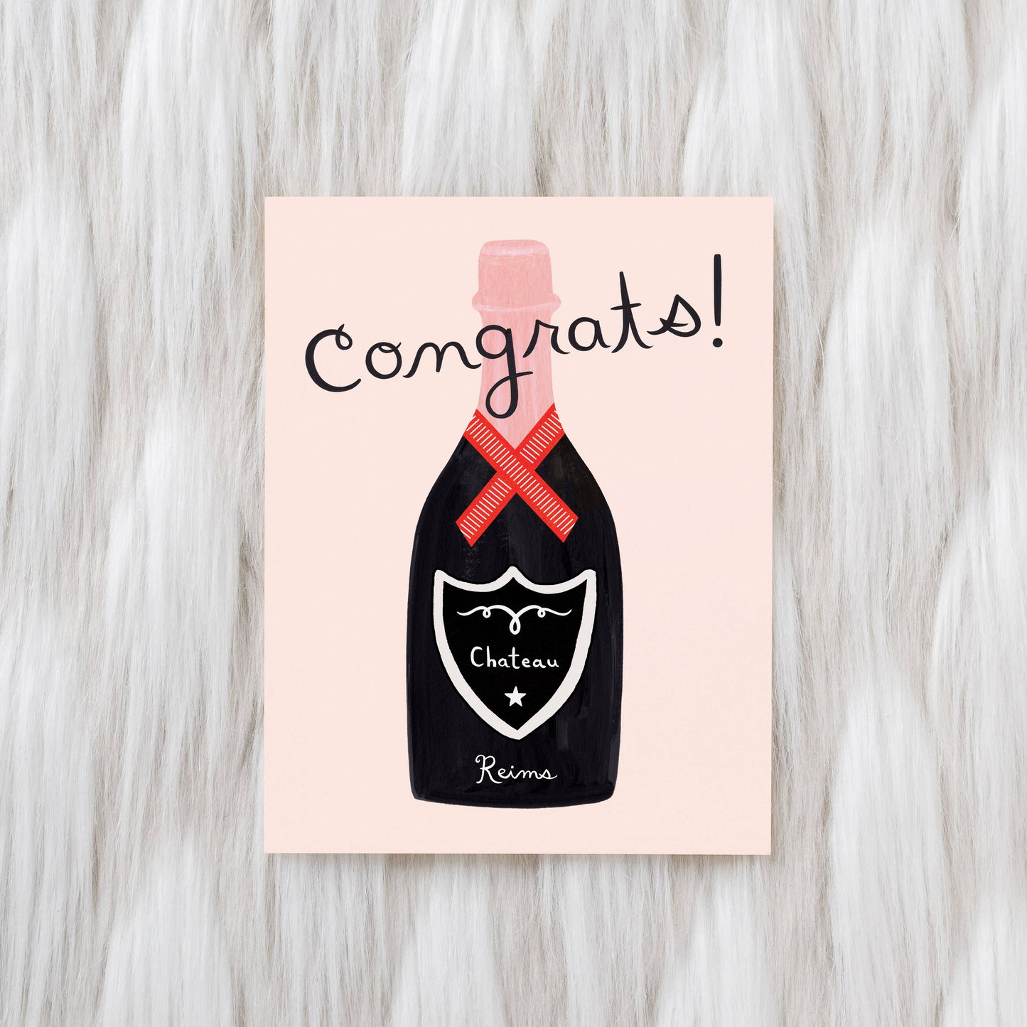 Girl w/ Knife - Congrats Champagne Greeting Card