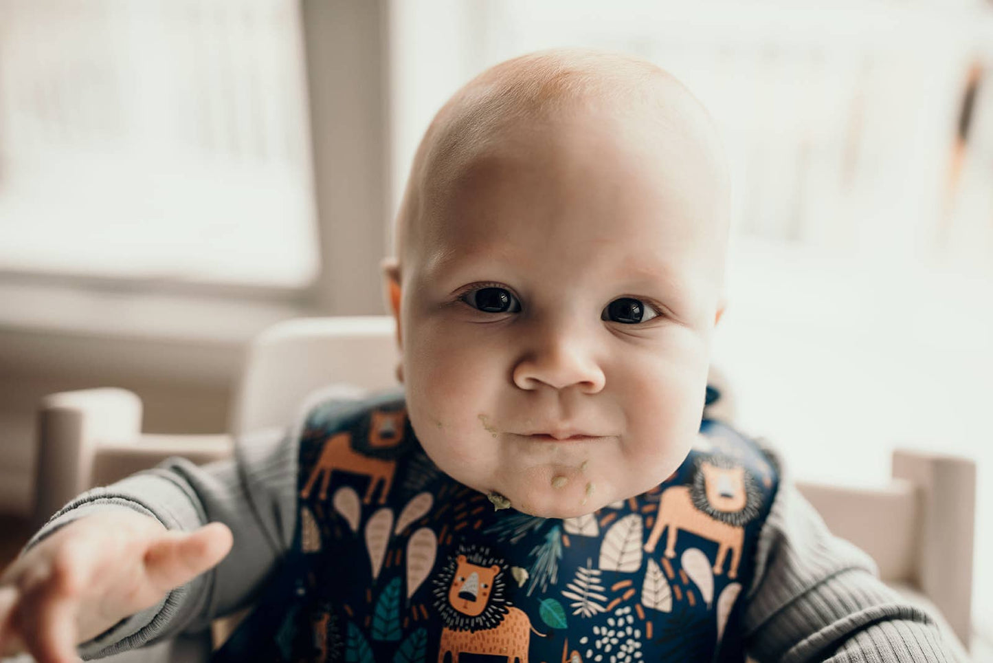 Three Little Tots - Zoo Lion Print Silicone Bib with Crumb Catcher