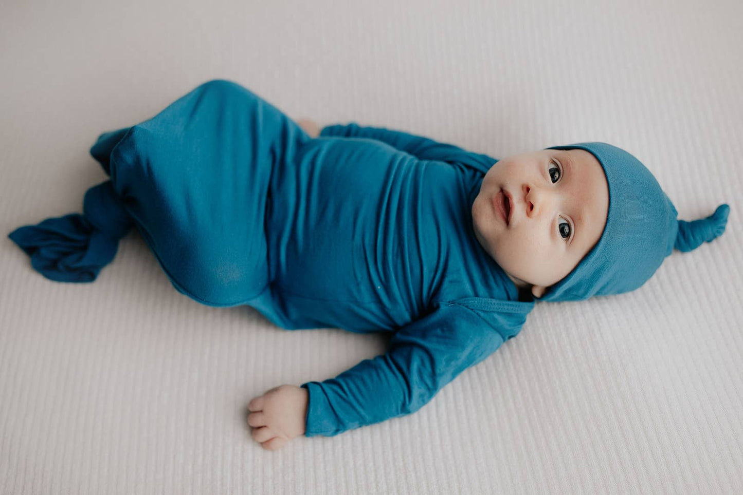 Three Little Tots - Blue Knotted Gown: Gown & Hat