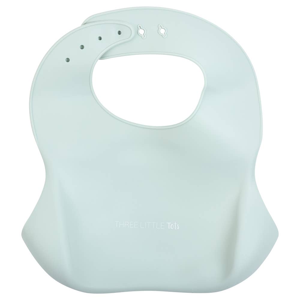 Three Little Tots - Honeydew Green Silicone Bib with Crumb Catcher