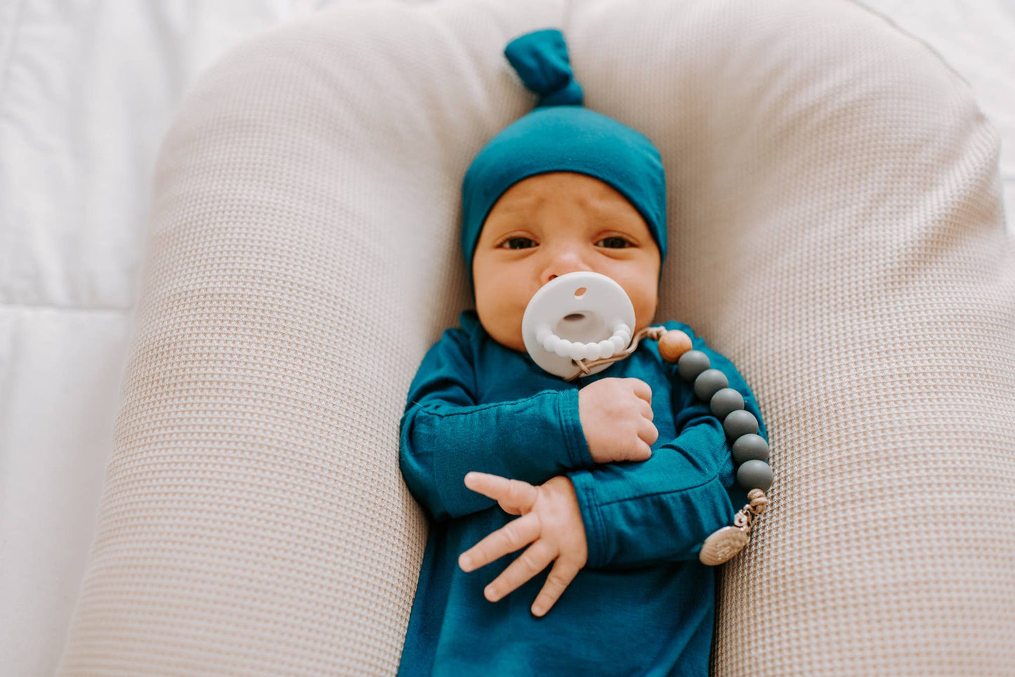 Three Little Tots - Blue Knotted Gown: Gown & Hat