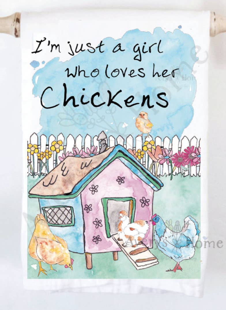 Avery's Home - Girl Who Loves her Chickens Funny Kitchen Dish Farm Towel