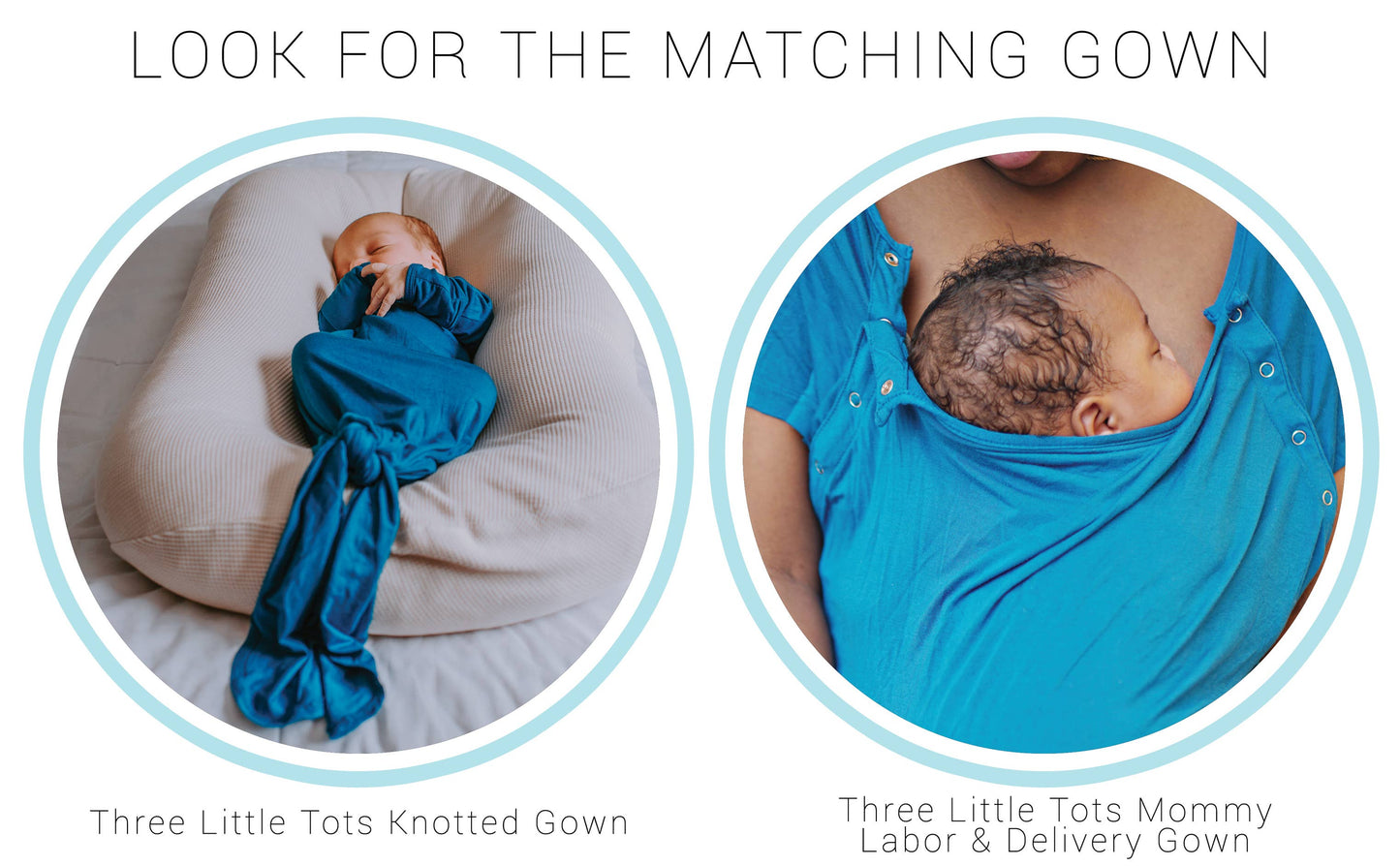 Three Little Tots - Blue Knotted Gown: Gown & Hat