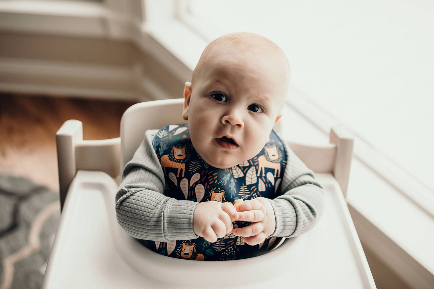 Three Little Tots - Zoo Lion Print Silicone Bib with Crumb Catcher