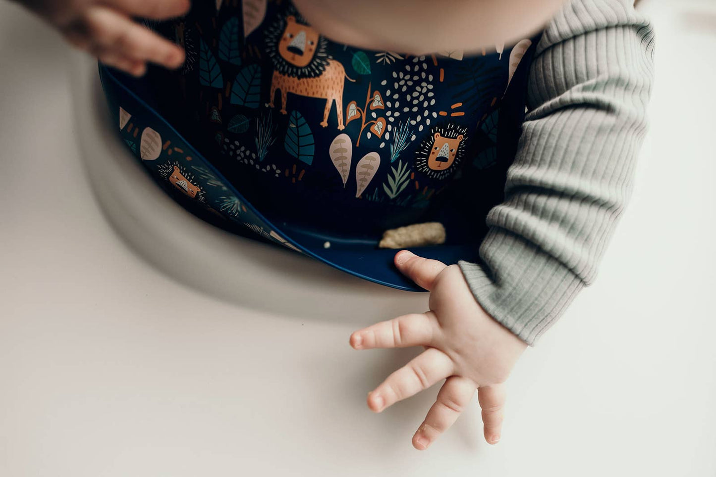 Three Little Tots - Zoo Lion Print Silicone Bib with Crumb Catcher