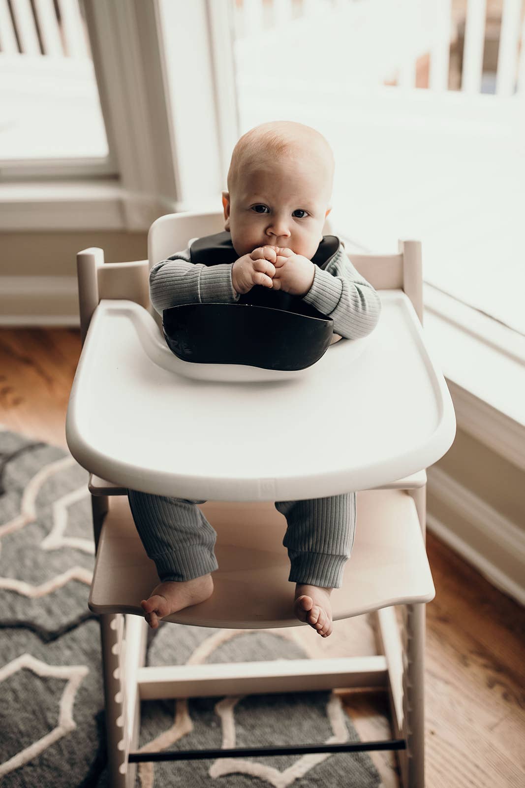 Three Little Tots - Sailor Blue Print Silicone Bib with Crumb Catcher