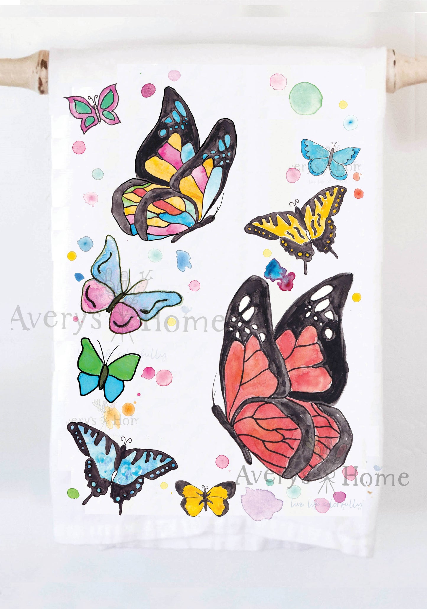 Avery's Home - Rainbow Garden Butterflies Kitchen Towel