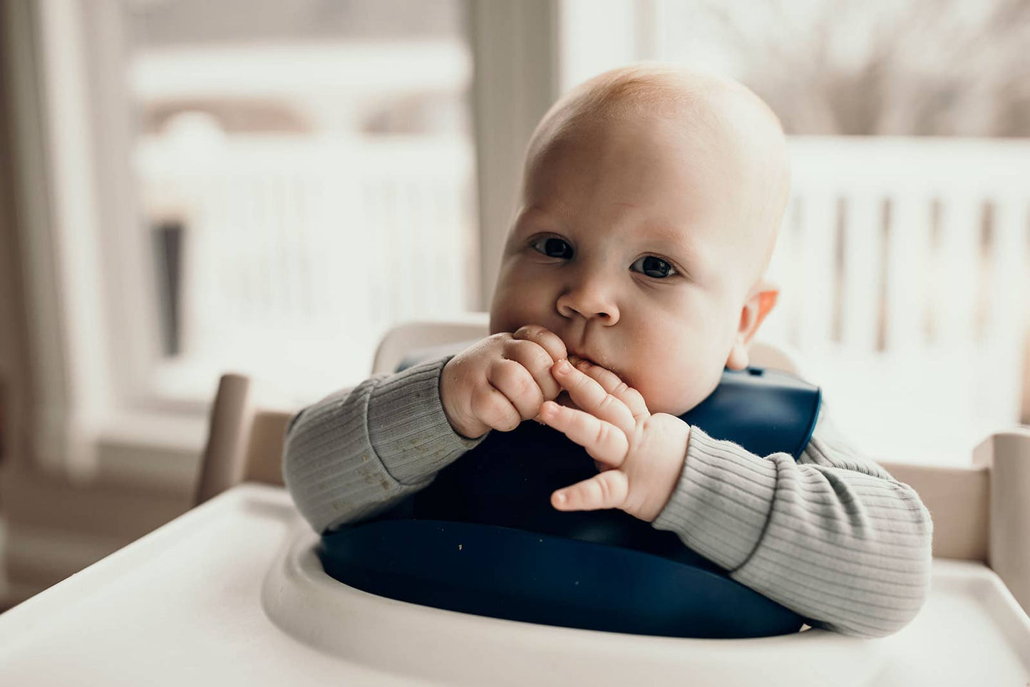 Three Little Tots - Sailor Blue Print Silicone Bib with Crumb Catcher