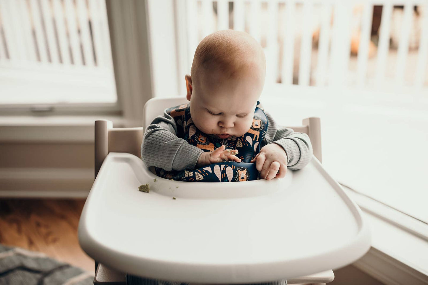 Three Little Tots - Zoo Lion Print Silicone Bib with Crumb Catcher
