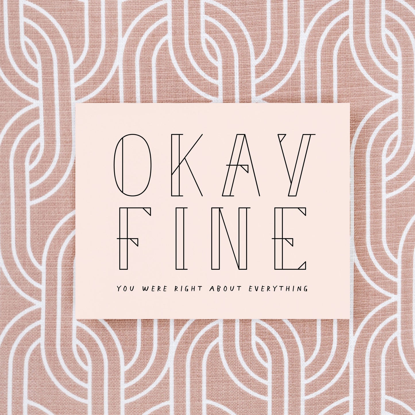 Girl w/ Knife - Okay Fine Greeting Card (blush)