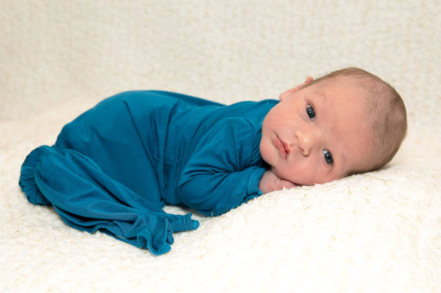 Three Little Tots - Blue Knotted Gown: Gown & Hat