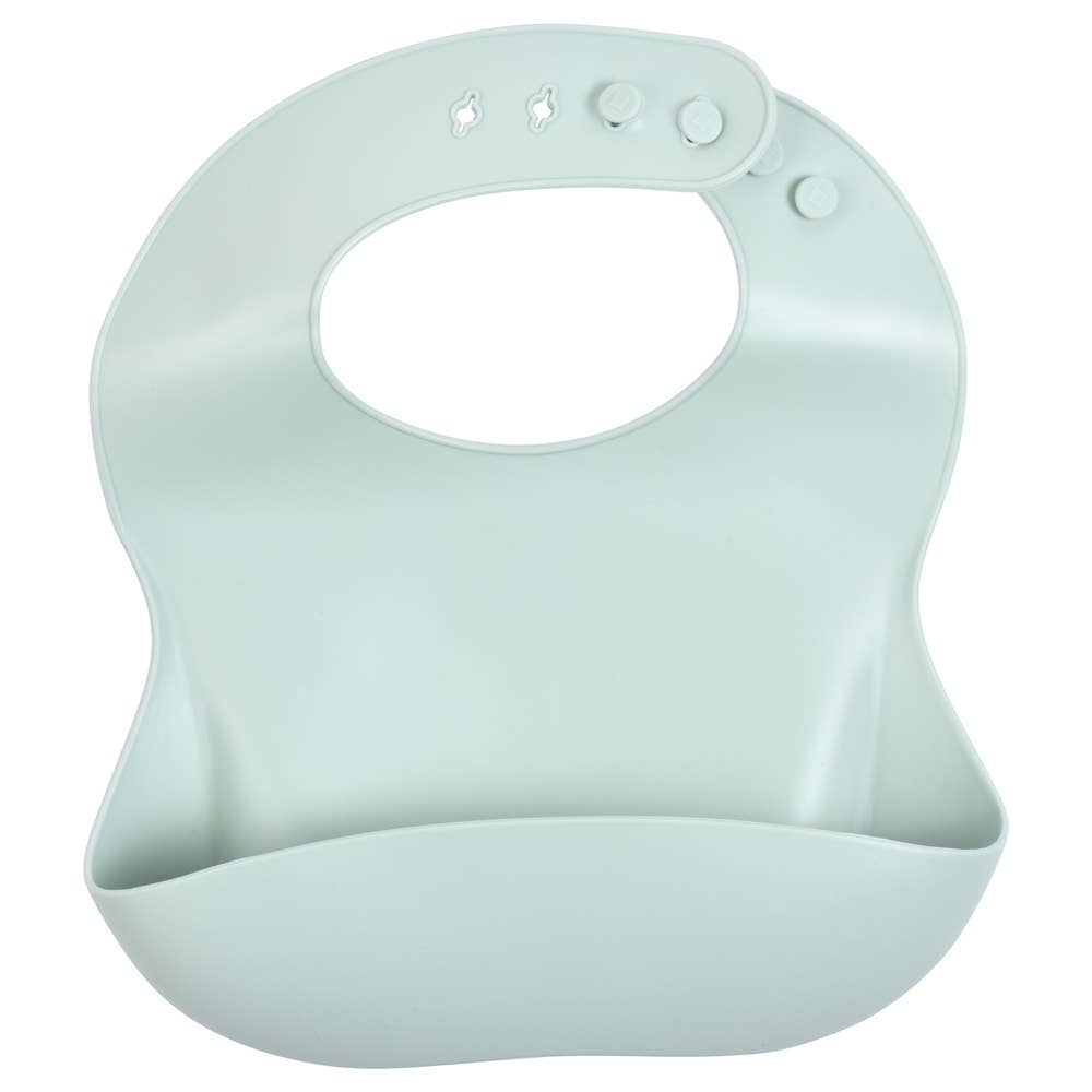 Three Little Tots - Honeydew Green Silicone Bib with Crumb Catcher
