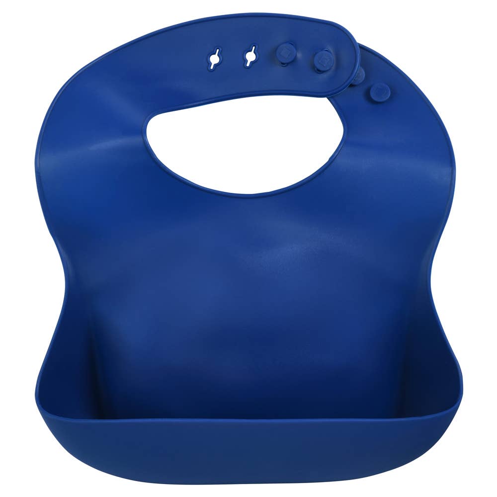 Three Little Tots - Sailor Blue Print Silicone Bib with Crumb Catcher