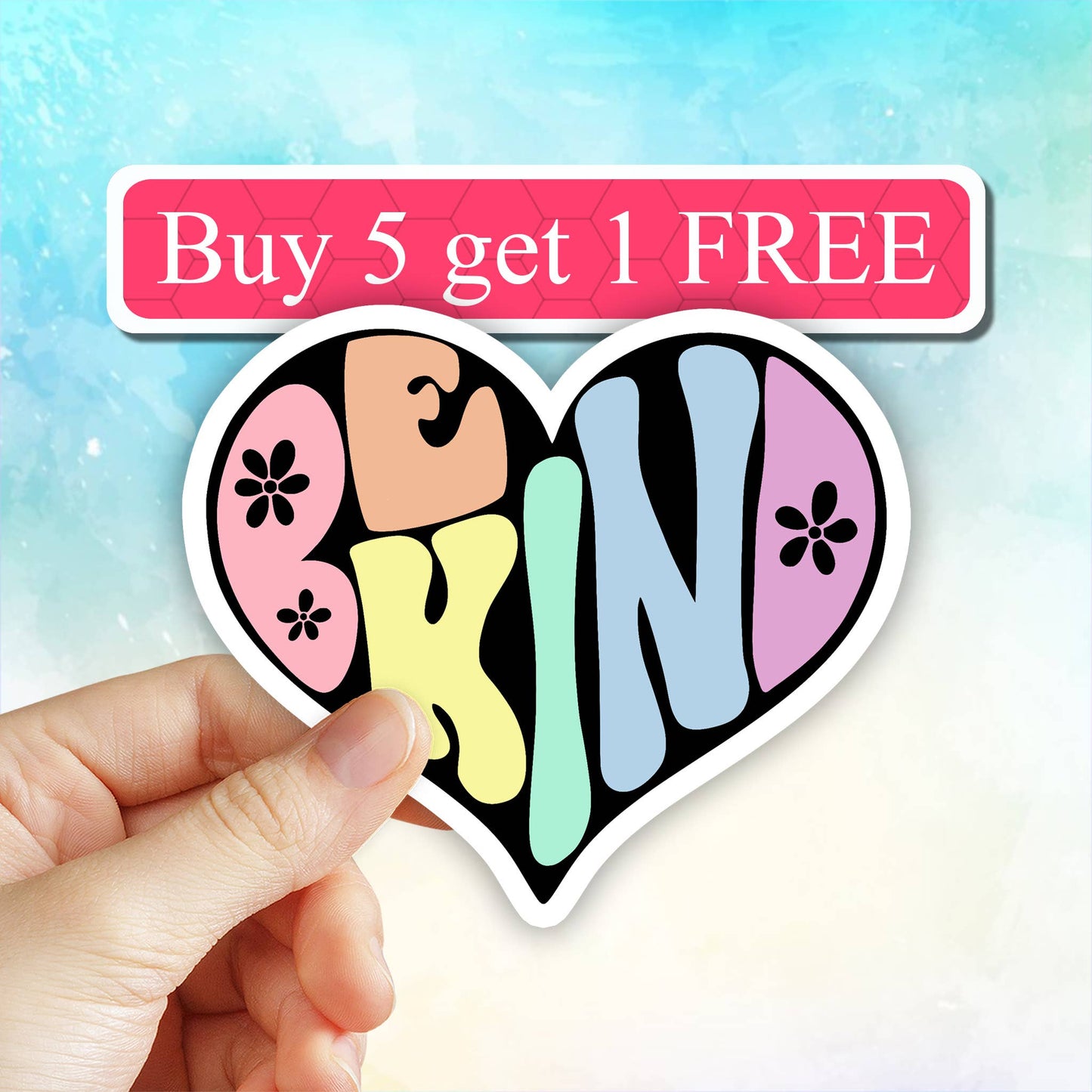 Heart Be kind sticker, kindness matter, mental health decal,: 2" (Mini)