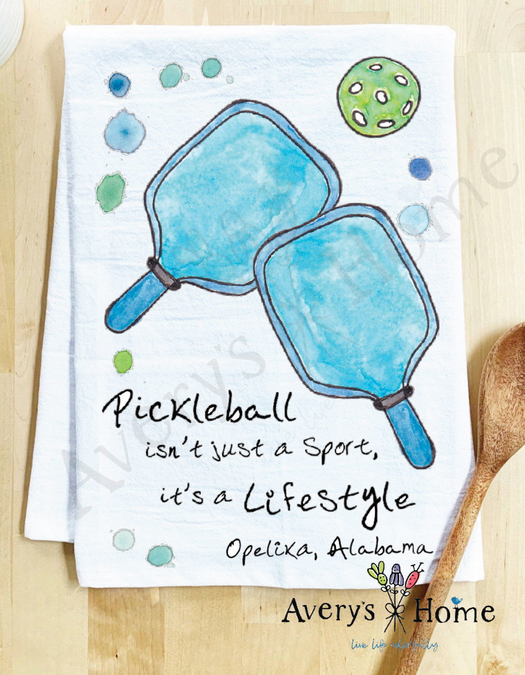 Avery's Home - Pickleball Lifestyle Sport Customizable Kitchen Towel: Standard