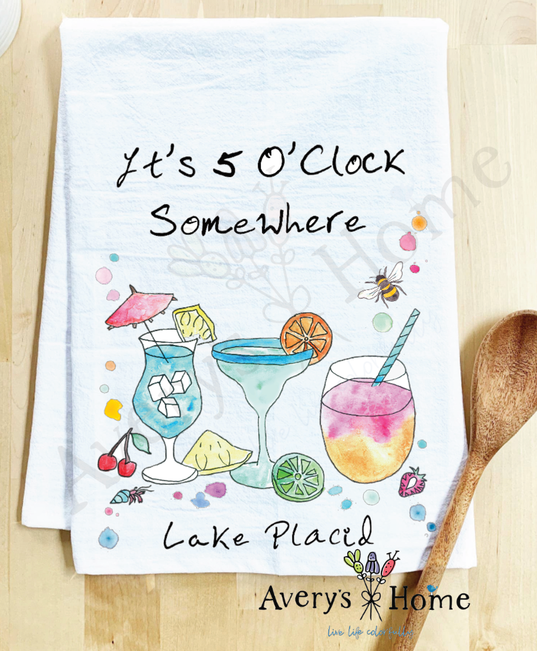 Avery's Home - 5 O' Clock Somewhere Cocktail Customizable Kitchen Towel