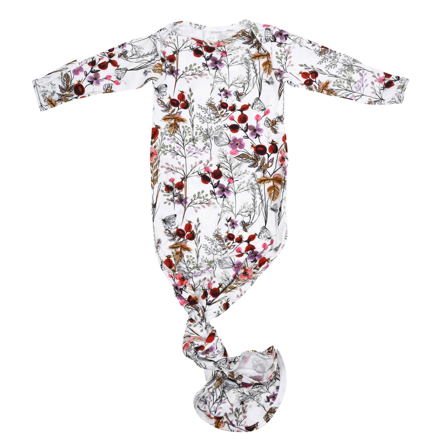 Three Little Tots - Floral Flower Knotted Gown: Gown & Hat