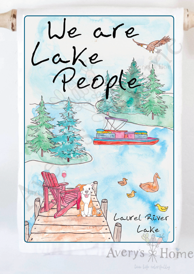 Avery's Home - We Are Lake People Dog & Wine Customizable Kitchen Towel: Standard