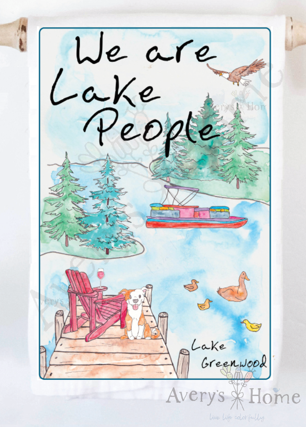 Avery's Home - We Are Lake People Dog & Wine Customizable Kitchen Towel: Standard