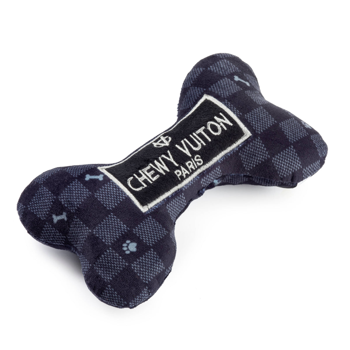 Haute Diggity Dog - Black Checker Chewy Vuiton Bone  | Squeaker Dog Toy: Small