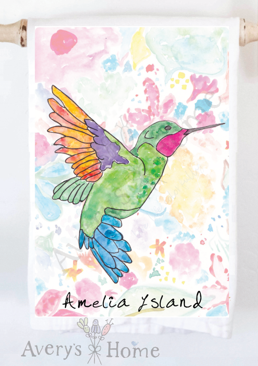 Avery's Home - Hummingbird Summer Customizable Kitchen Towel
