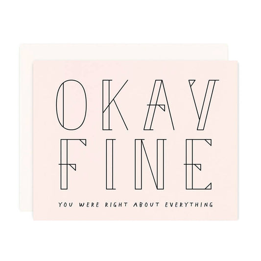 Girl w/ Knife - Okay Fine Greeting Card (blush)