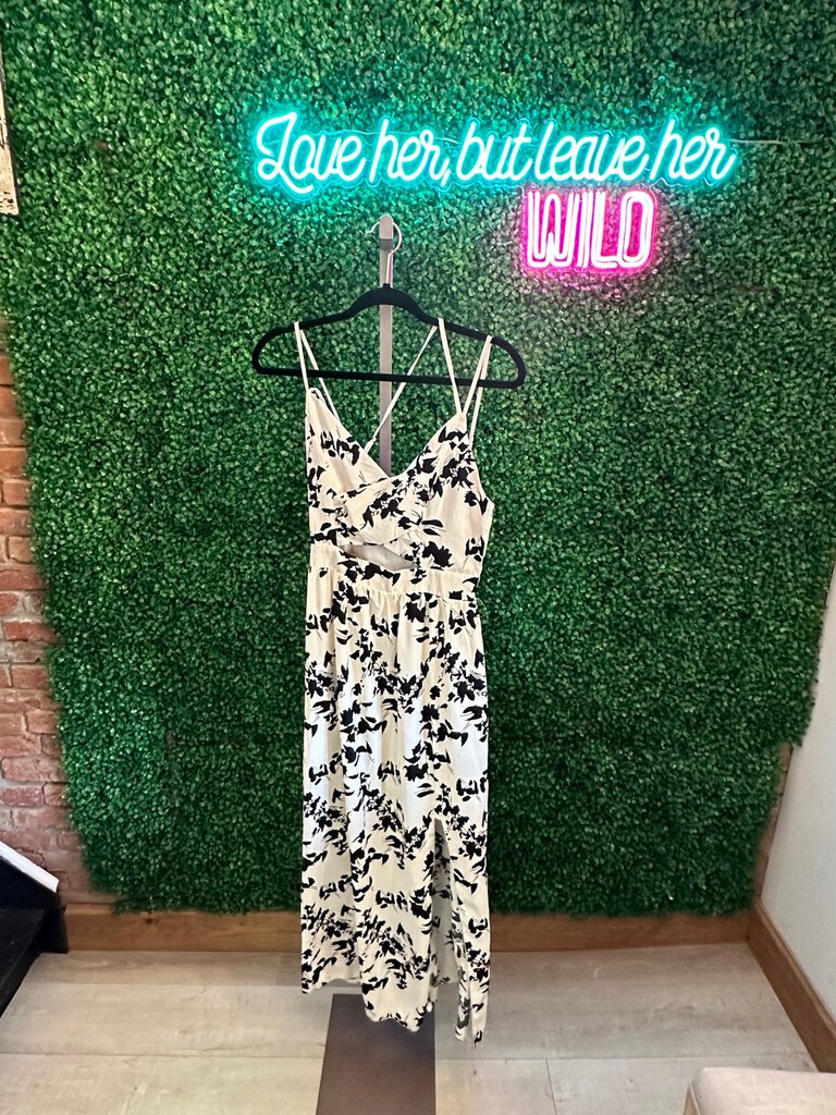 Black and white floral maxi