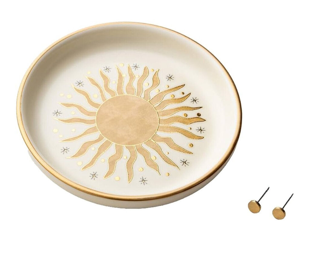 Jewelry Dish/Stud Set Sun Rays/Cream