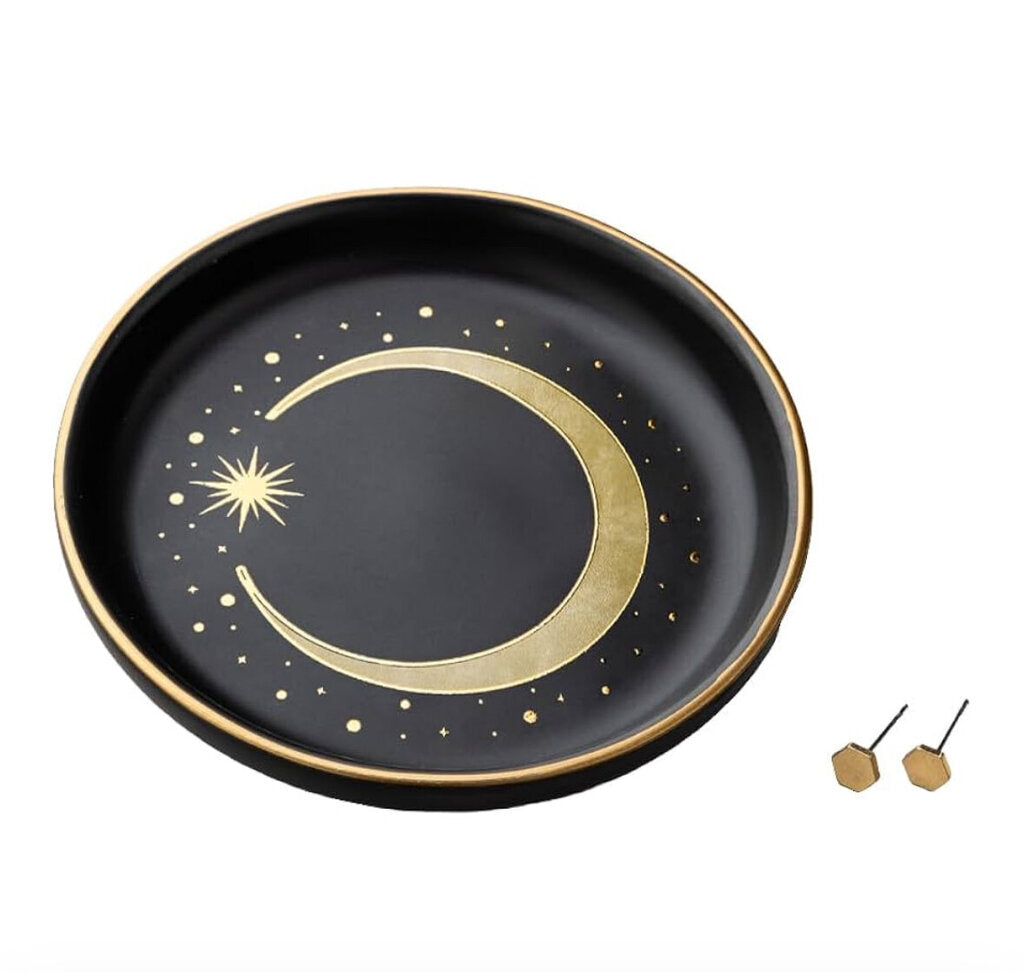 Jewelry Dish/Stud Set Cresent/Black