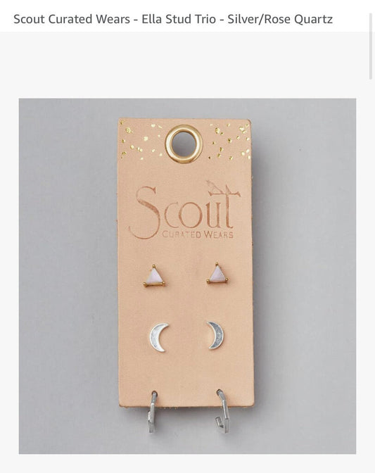 Ella Stud Trio Earrings in Silver