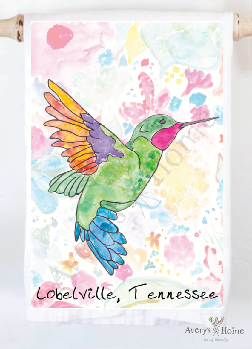 Avery's Home - Hummingbird Summer Customizable Kitchen Towel