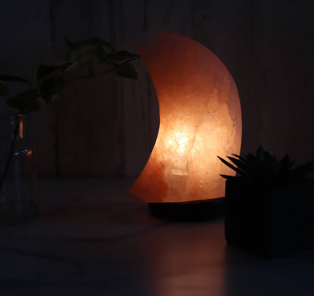 Himalayan Secrets - Moon Shape Salt Lamp 9" Tall