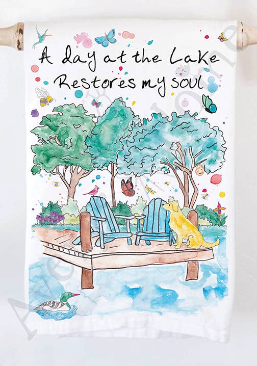 Avery's Home - A Day at the Lake or River Customizable Kitchen Dish Towel