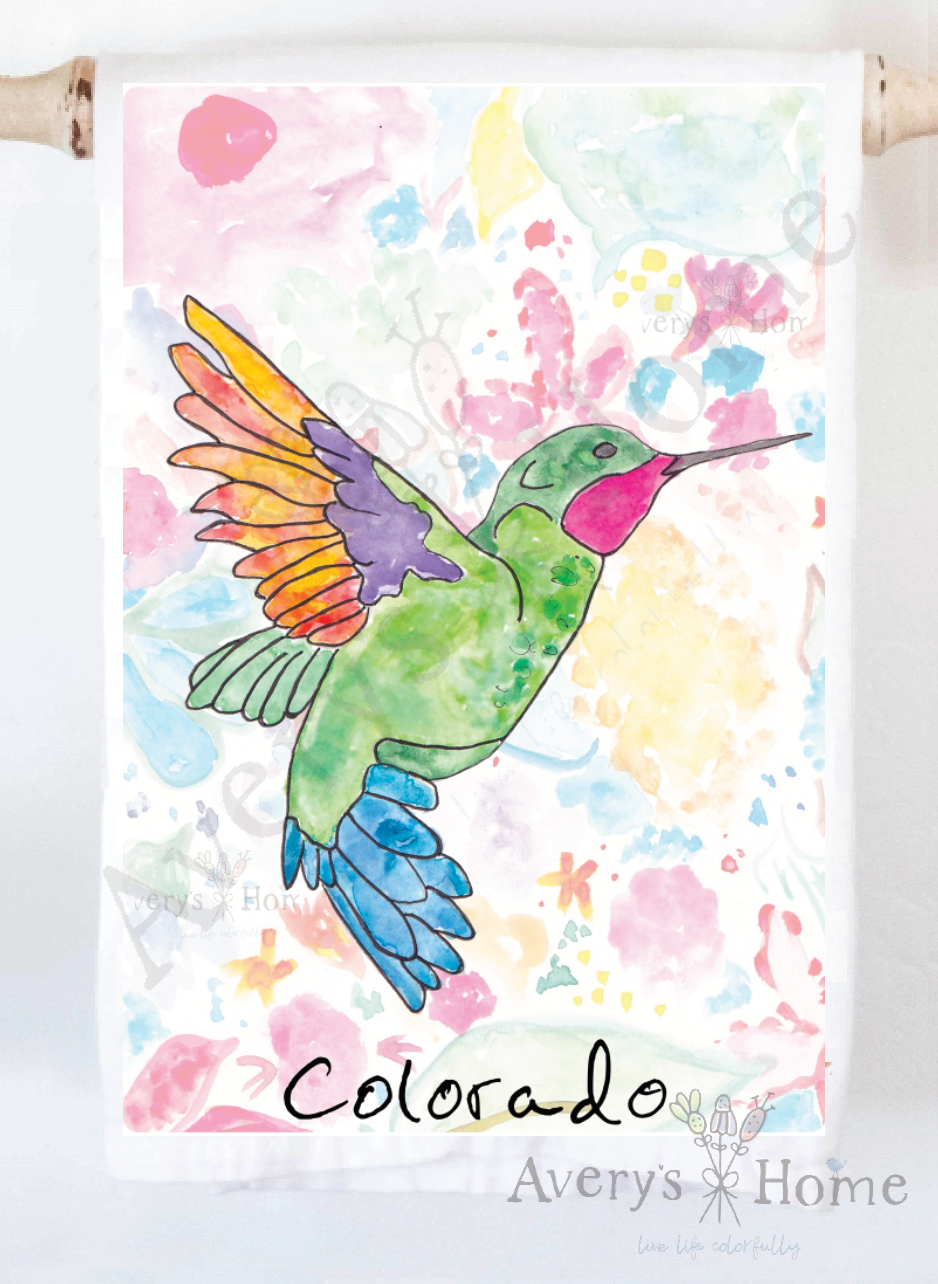 Avery's Home - Hummingbird Summer Customizable Kitchen Towel