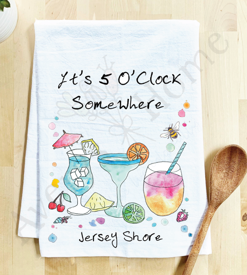 Avery's Home - 5 O' Clock Somewhere Cocktail Customizable Kitchen Towel