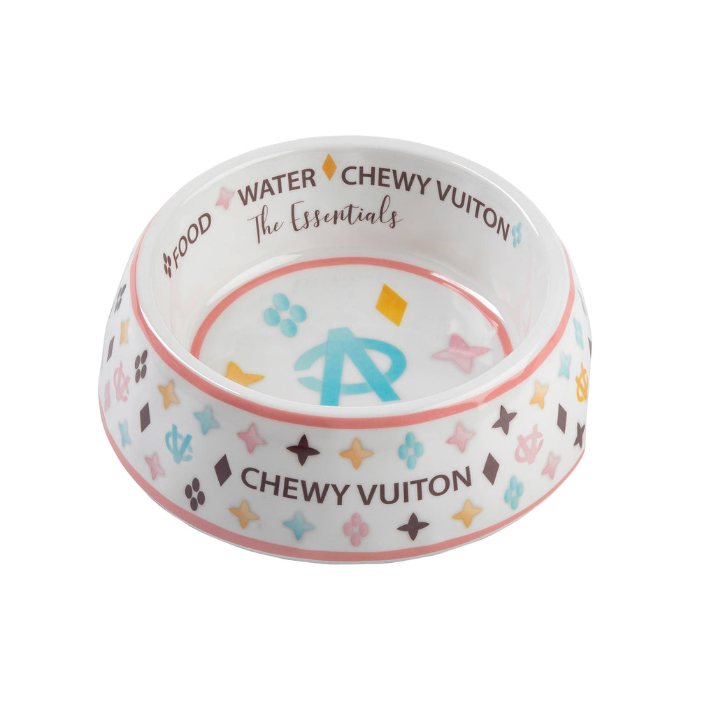 Haute Diggity Dog - White Chewy Vuiton Dog Bowl - Cat or Dog Bowl: Small