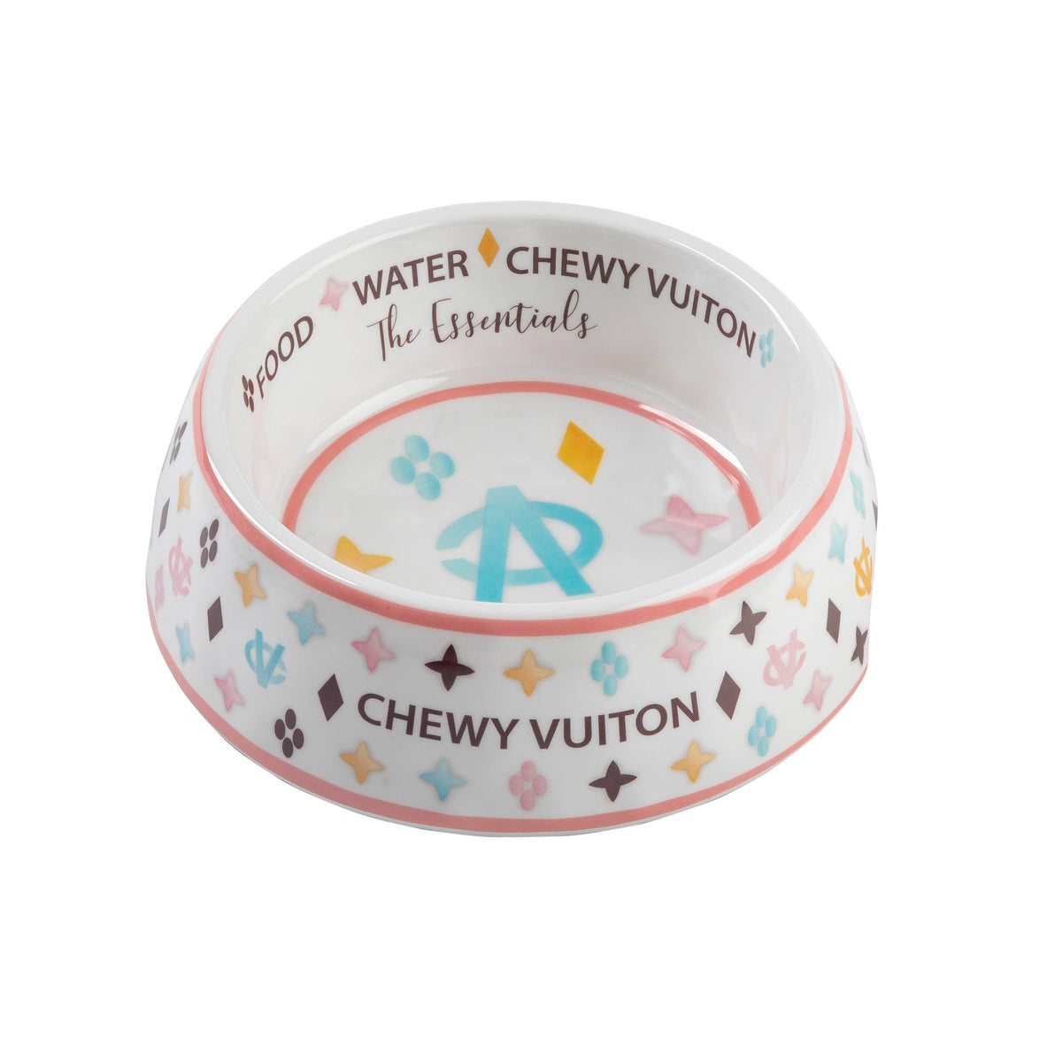 Haute Diggity Dog - White Chewy Vuiton Dog Bowl - Cat or Dog Bowl: Small