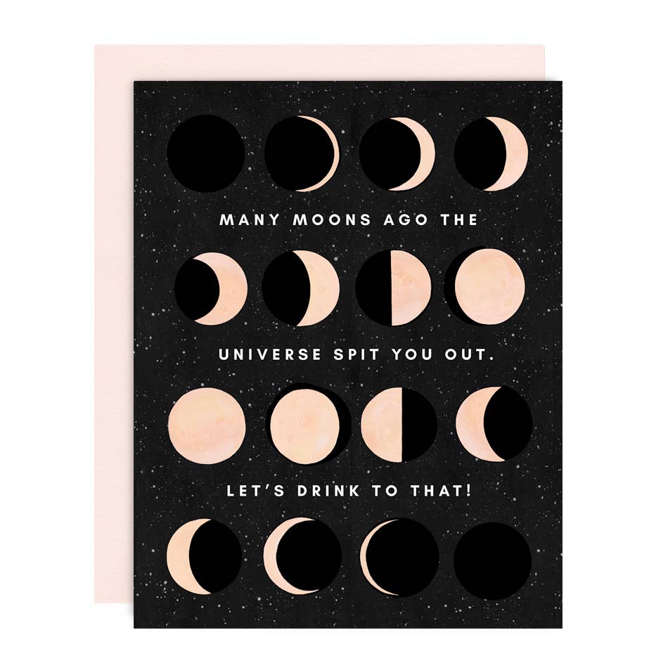Girl w/ Knife - Many Moons HBD Greeting Card
